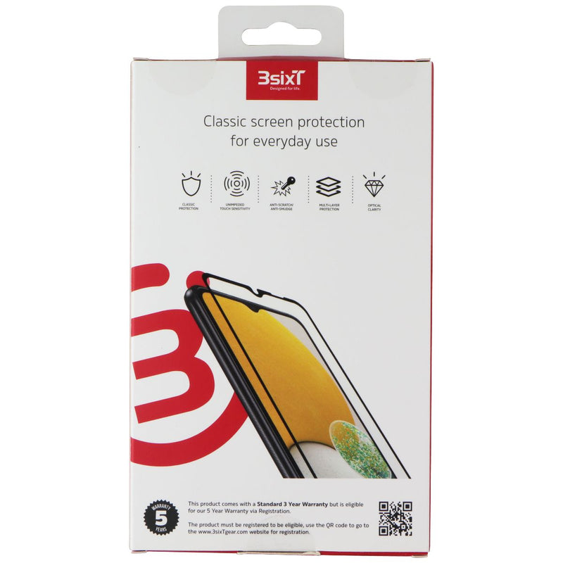 3SIXT PrismShield Glass Screen Protector for Galaxy A12 / A32 - Clear/Black Trim
