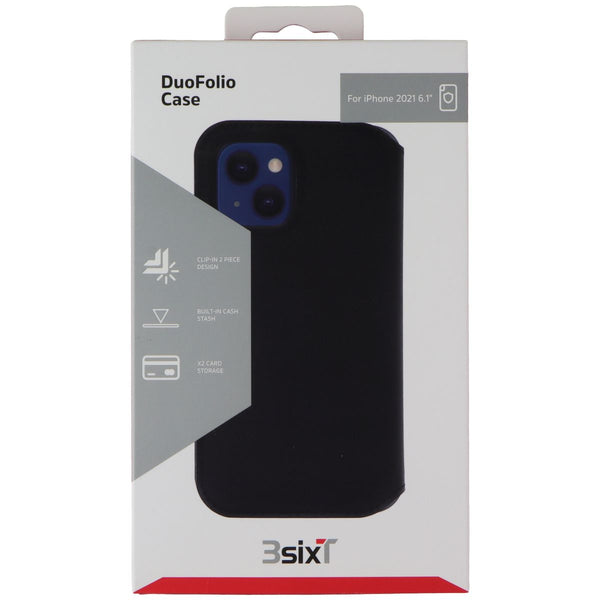 3SIXT DuoFolio Series Wallet Case for Apple iPhone 13 - Black