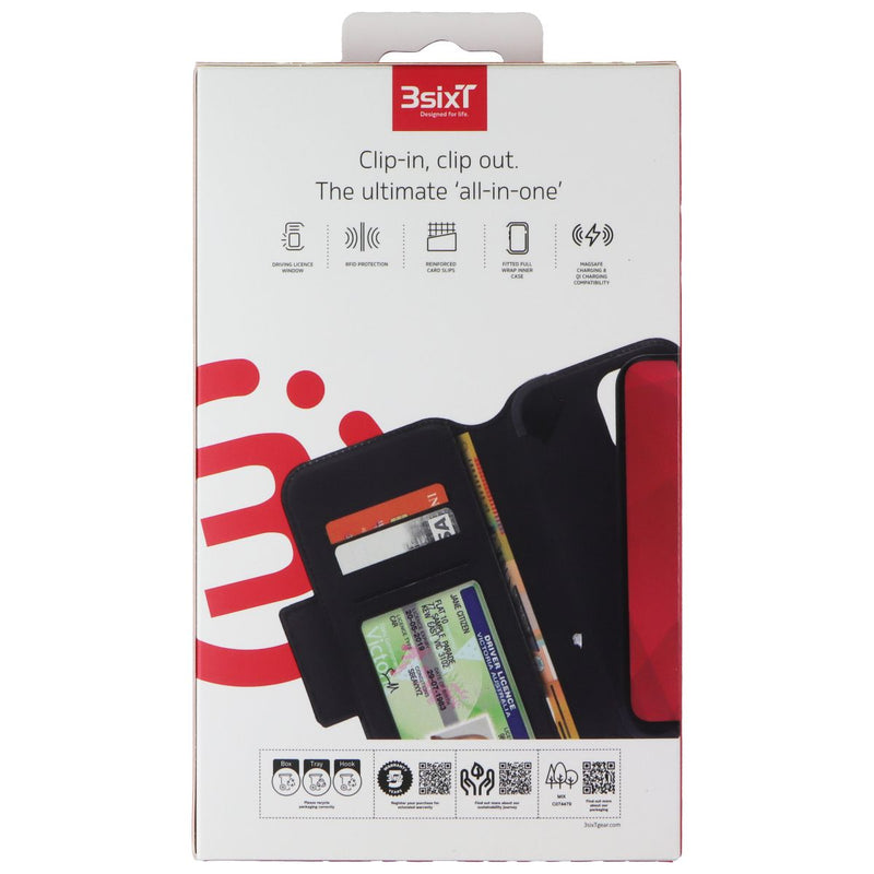 3SIXT DuoFolio Series Wallet Case for Apple iPhone 13 - Black
