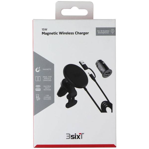 3SIXT Magnetic Wireless Car Vent Mount 15W Charger - Black