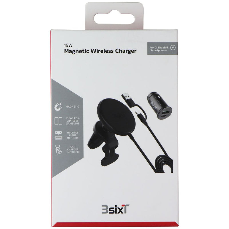 3SIXT Magnetic Wireless Car Vent Mount 15W Charger - Black