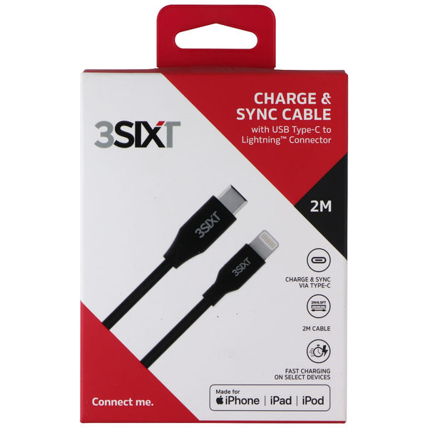 3sixT (2M/6 Foot) USB-C to Lightning 8-Pin Charge/Sync MFi Cable - Black