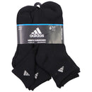 Adidas Mens' Athletic Cushioned Quarter Ankle Fit Socks - Black (6-Pack)