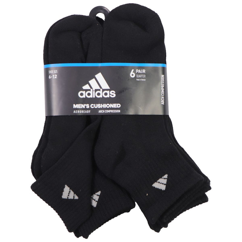 Adidas Mens' Athletic Cushioned Quarter Ankle Fit Socks - Black (6-Pack)