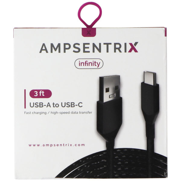 AmpSentrix Infinity (3-FT) USB-A to USB-C Charge/Sync Cable - Black