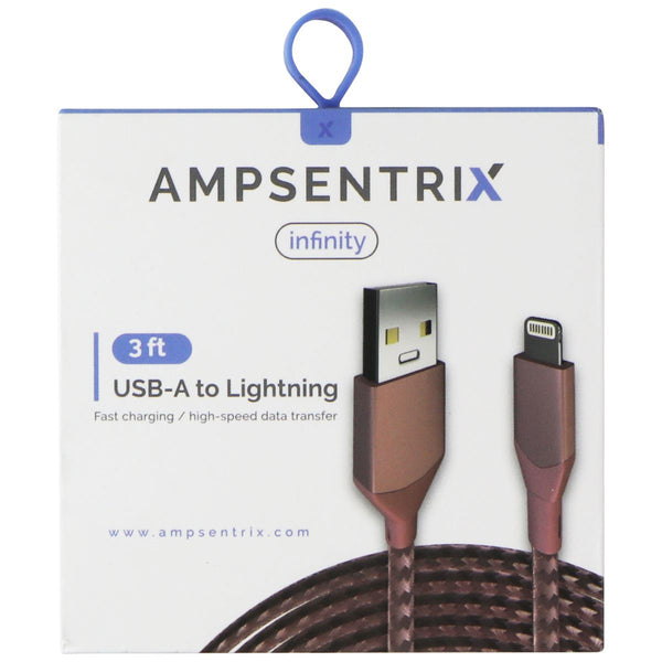 AmpSentrix Infinity (3-FT) USB-A to Lightning 8-pin Charge Cable - Rose Gold