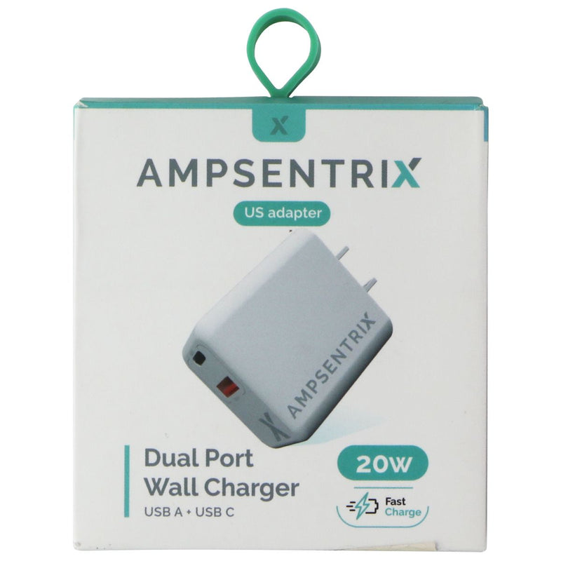Ampsentrix (20W) US Adapter Dual Port (USB-A/USB-C) Wall Charger - White