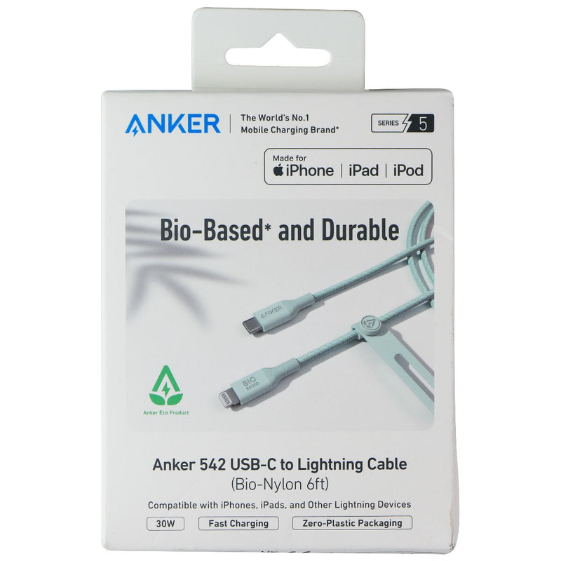 Anker 542 USB-C to 8-Pin Lightning Cable (Bio-Nylon 6ft) - Green