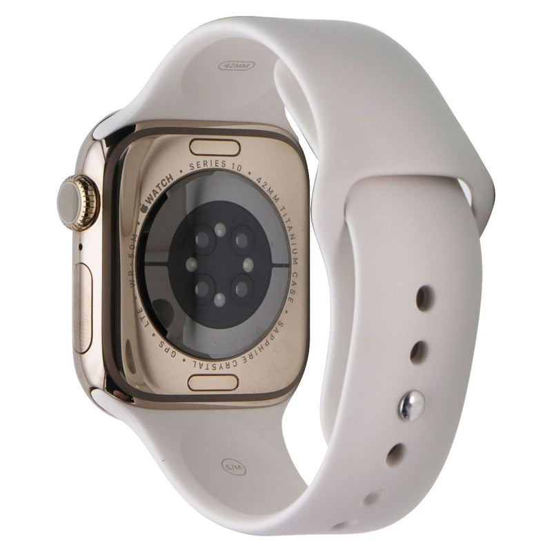 Apple Watch Series 10 (GPS + LTE, 42mm) - Gold Ti/Starlight Sp Band S/M - A3001