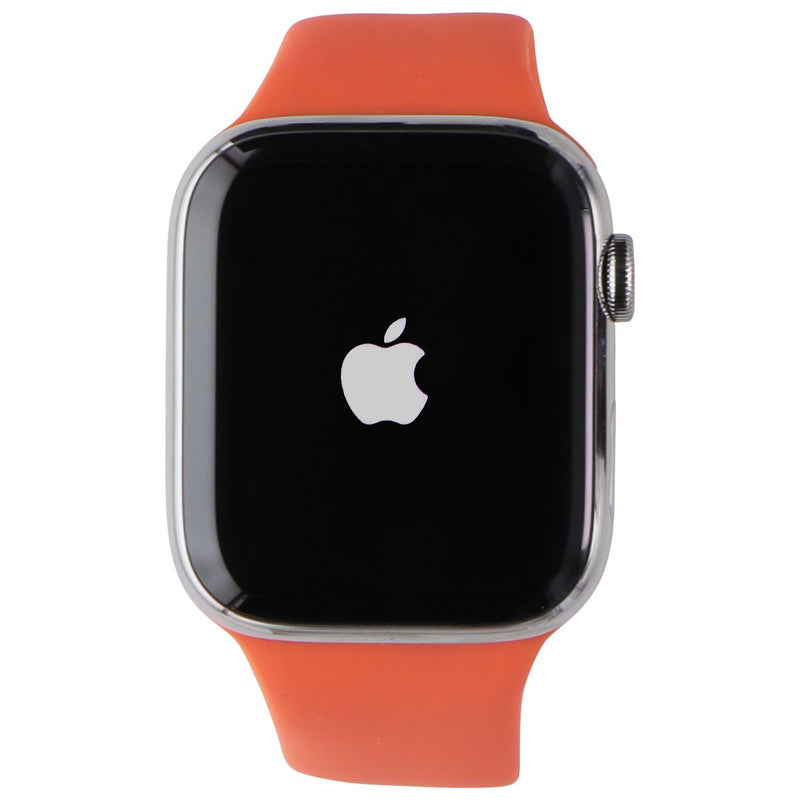 Apple Watch HERMES Series 7 (GPS + LTE) A2477 45mm Silver SS / Orange Sport Band
