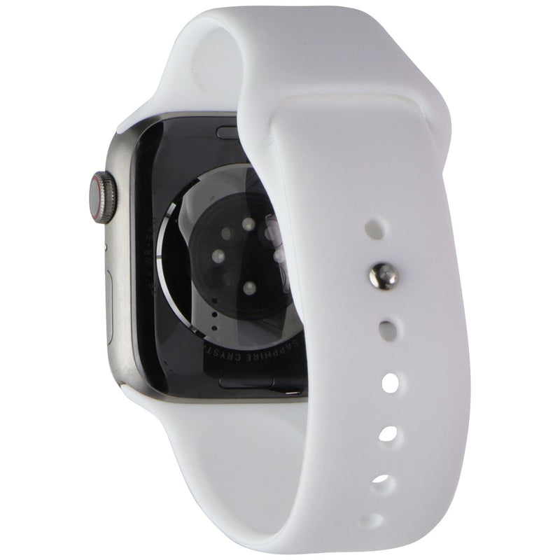Apple Watch Series 7 (A2477) (GPS+LTE) 45mm - Titanium/White Sport Band