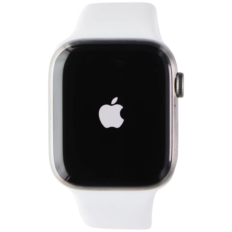 Apple Watch Series 7 (A2478) (GPS+LTE) 45mm  Silver Titanium/White Sport Band