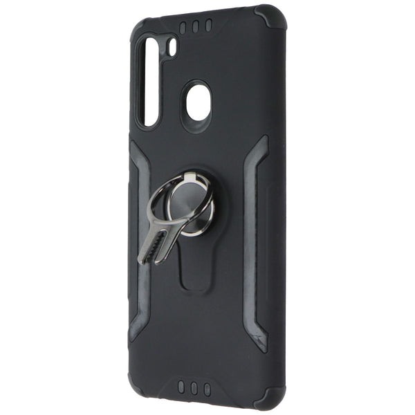 ASMYNA Sturdy Hybrid Rugged Case with Kickstand for Samsung Galaxy A21 - Black