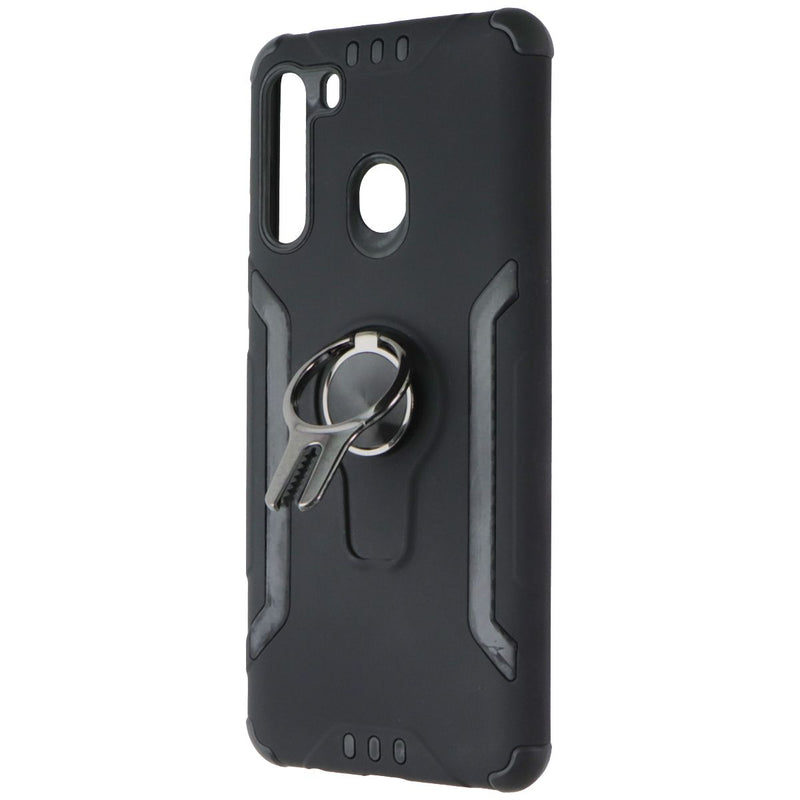 ASMYNA Sturdy Hybrid Rugged Case with Kickstand for Samsung Galaxy A21 - Black