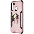 ASMYNA Hybrid Ring Case with Kickstand for Samsung Galaxy A21 - Rose Gold