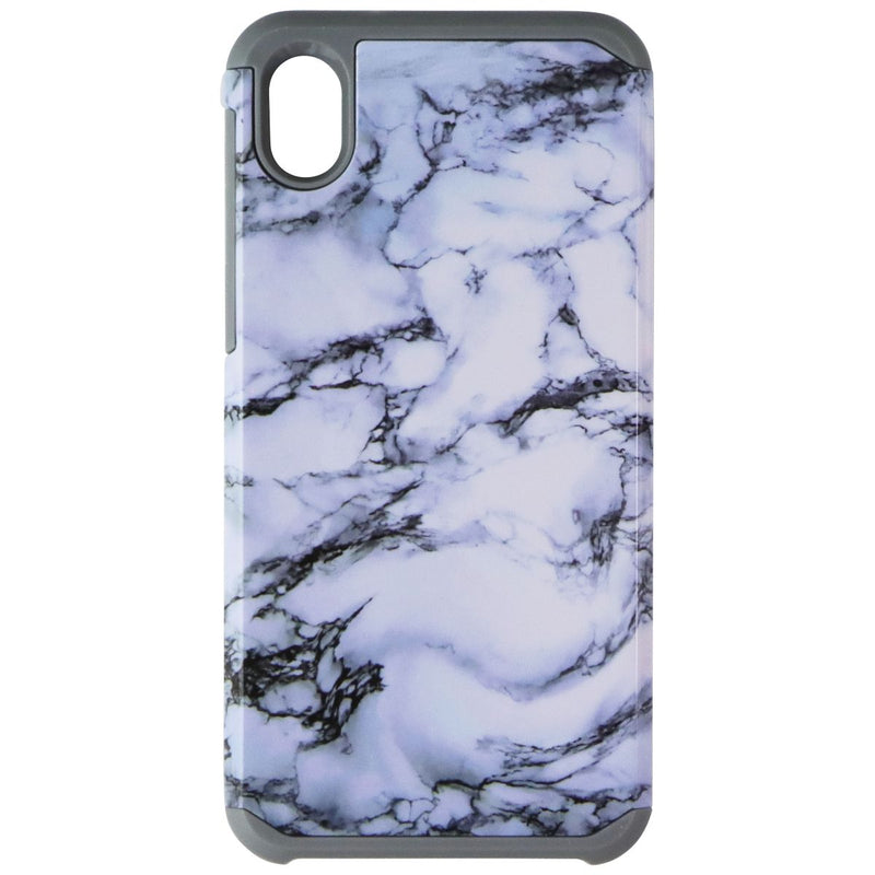 ASMYNA Fuse Series Dual-Layer Case for Motorola Moto E6 - White Marble/Gray