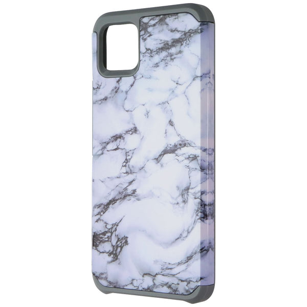 ASMYNA Premium Dual Layer Case for Google Pixel 4 XL - White Marble / Gray