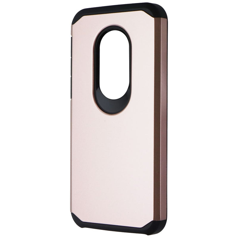 Asmyna Premium Dual Layer Case for Motorola Moto G7 Play - Rose Gold/Black