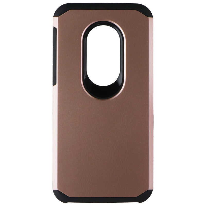 Asmyna Premium Dual Layer Case for Motorola Moto G7 Play - Rose Gold/Black