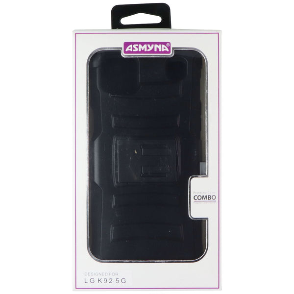 Asmyna Case + Holster Rugged Protector Cover Combo for LG K92 5G - Black