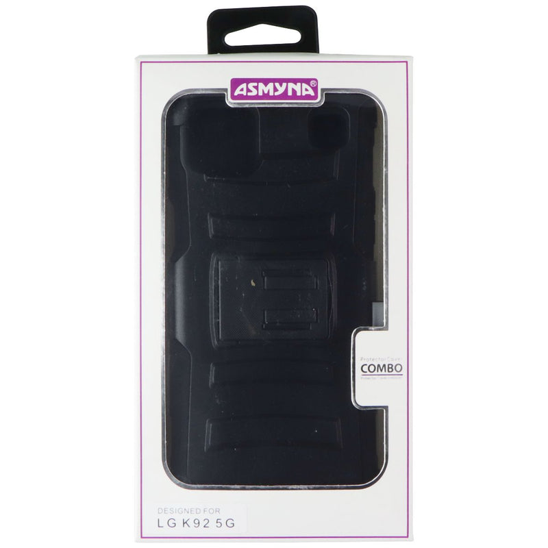 Asmyna Case + Holster Rugged Protector Cover Combo for LG K92 5G - Black