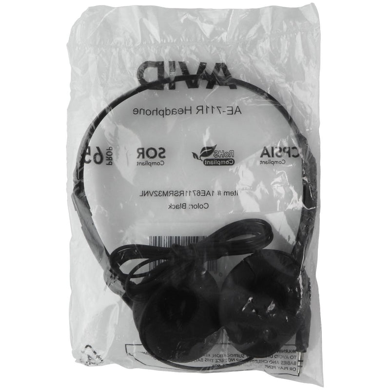 AVID (AE-711R) Wired 3.5mm On-Ear Headphones - Black