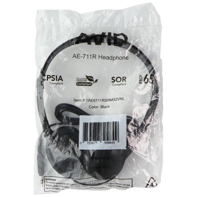 AVID (AE-711R) Wired 3.5mm On-Ear Headphones - Black