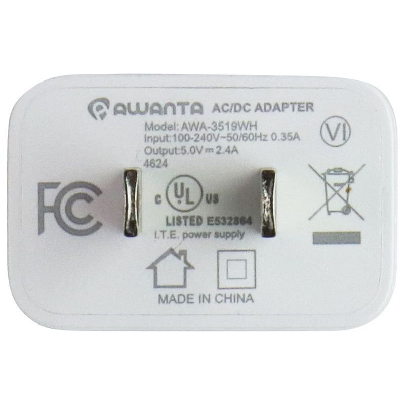 Awanta Single Port (5V/2.4A) USB-A Charger AWA-3503WH / AWA-3519WH - White