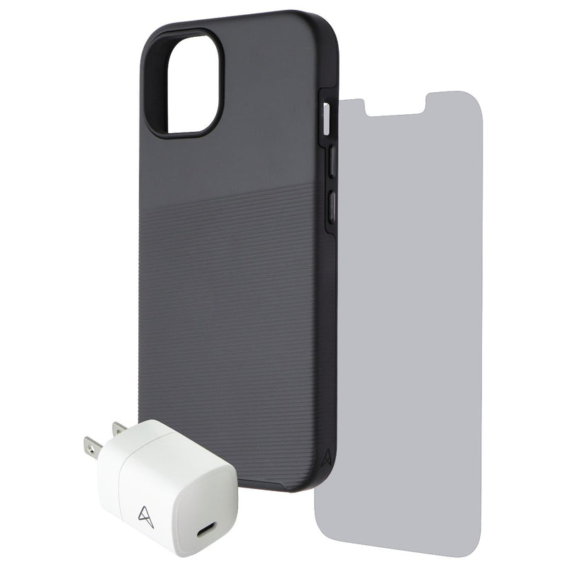 Axessorize Essential Bundle Case + Screen + Charger for Apple iPhone 14 - Black