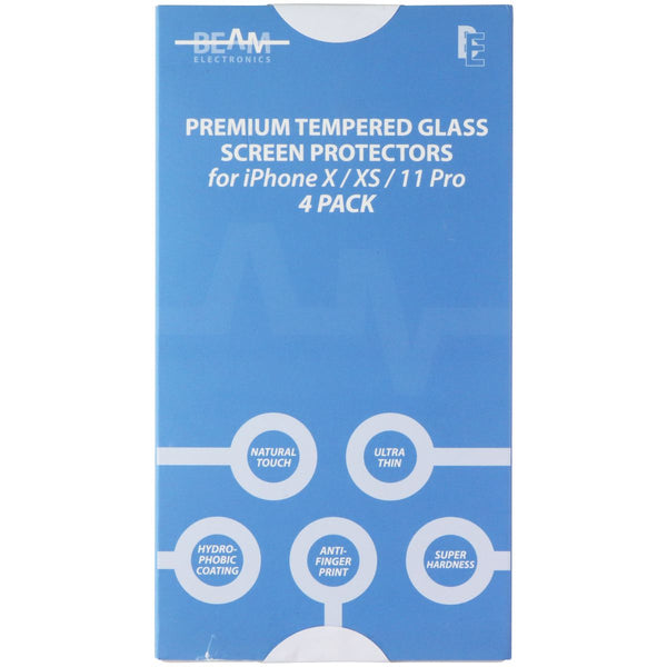 Beam Tempered Glass Screen Protectors for iPhone X/XS/11 Pro - 4 Pack
