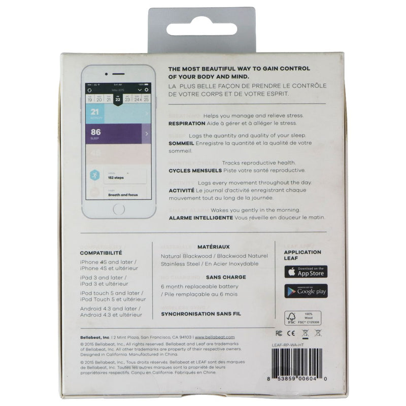 Bellabeat LEAF Activity Tracker with Necklace - Natural Blackwood/Silver Edition