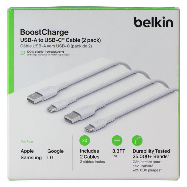 Belkin BoostCharge USB-A to USB-C 3.3FT Cable (2 Pack) - White