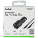 Belkin BoostCharge 42W Dual USB-A/USB-C Car Charger with USB-C Cable - Black