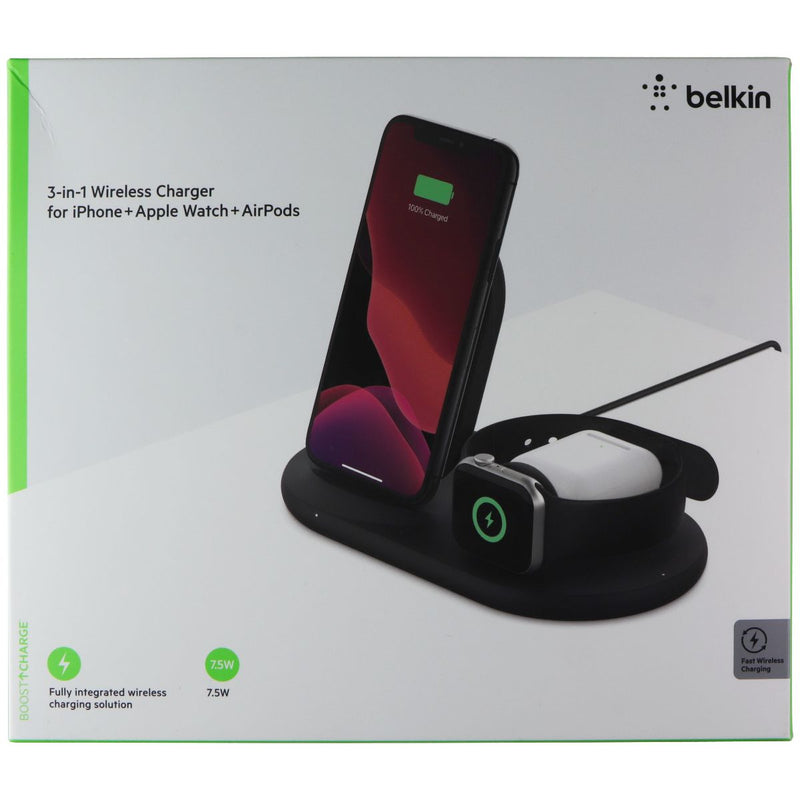 Belkin Wireless 10W Qi Stand for iPhone, AirPod & Apple Watch - Black (AU Plug)