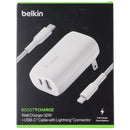 Belkin 32W BoostCharge Dual Port Wall Charger + USB-C to 8-Pin Cable - White