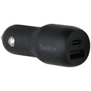 Belkin 37 Watt Dual Port USB + USB-C Car Charger/Adapter - Black