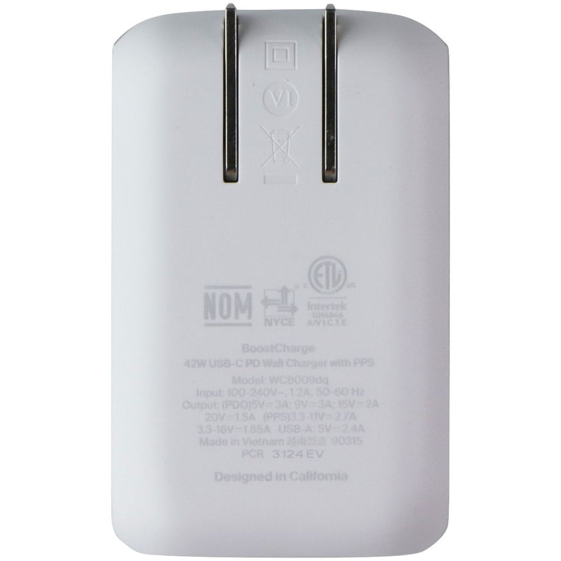 Belkin BoostCharge 42W Dual USC-C/USB-A Wall Charger + USB-C to 8-Pin Cable