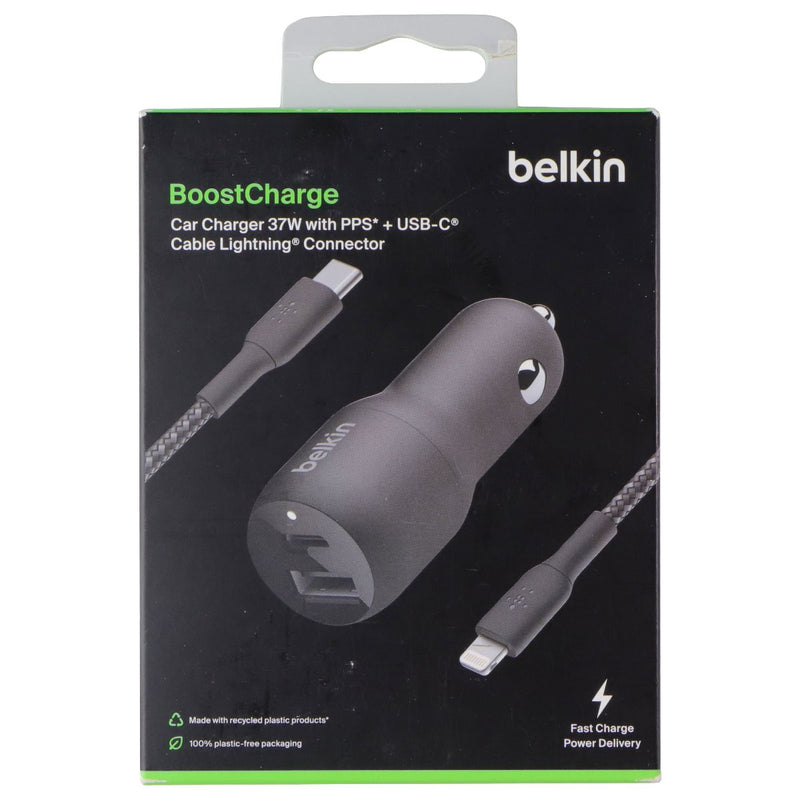 Belkin BoostCharge 37W USB-C/USB-A Car Charger w/ USB-C to 8-Pin Cable - Black