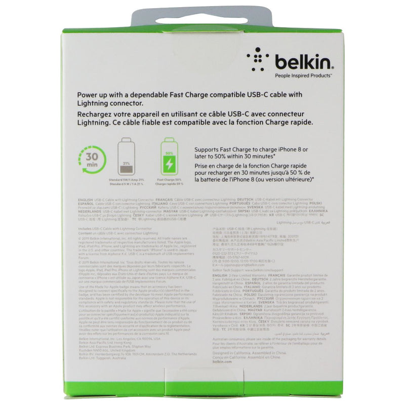 Belkin (4-Ft) USB-C to Lighting 8-Pin Charge/Sync Cable - Black
