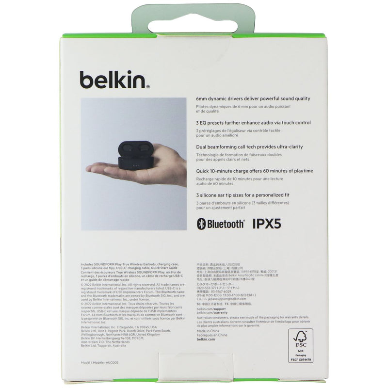 Belkin SoundForm Play True Wireless Earbuds (38-Hour Play Time) - Black