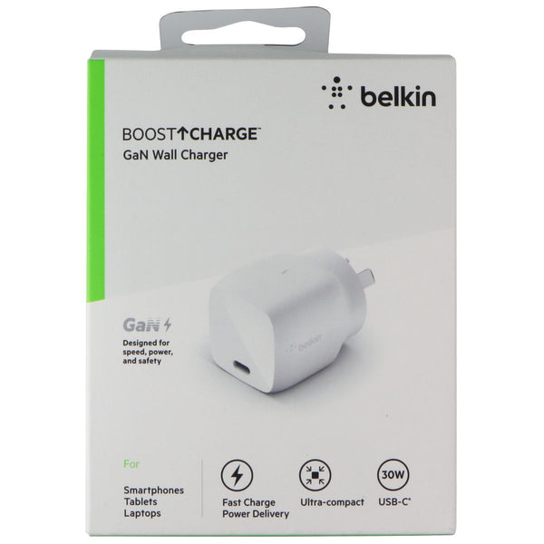 Belkin BoostCharge 30W USB-C GAN Wall Charger - White (AUSTRALIAN PLUG)