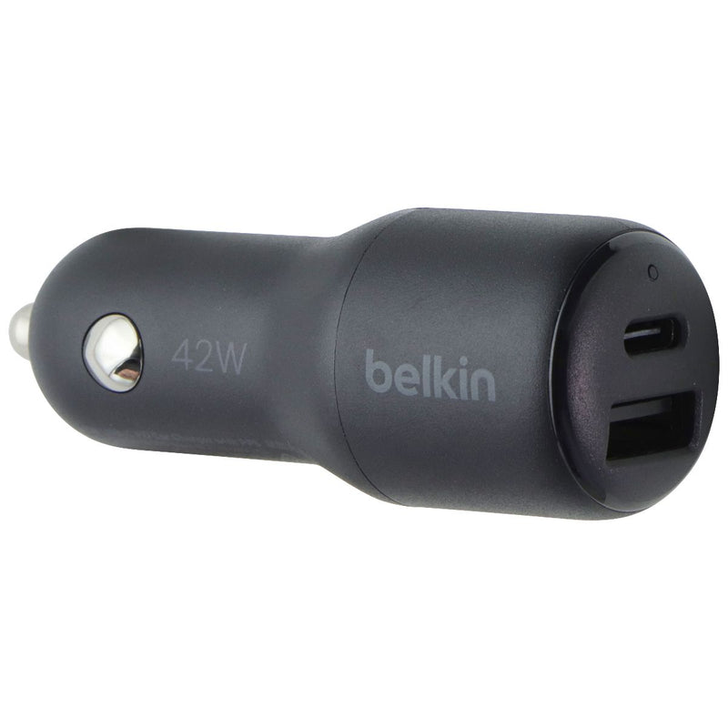 Belkin BoostCharge 42W Dual USB-A/USB-C Car Charger w/ USB-C/8-pin Cable - Black