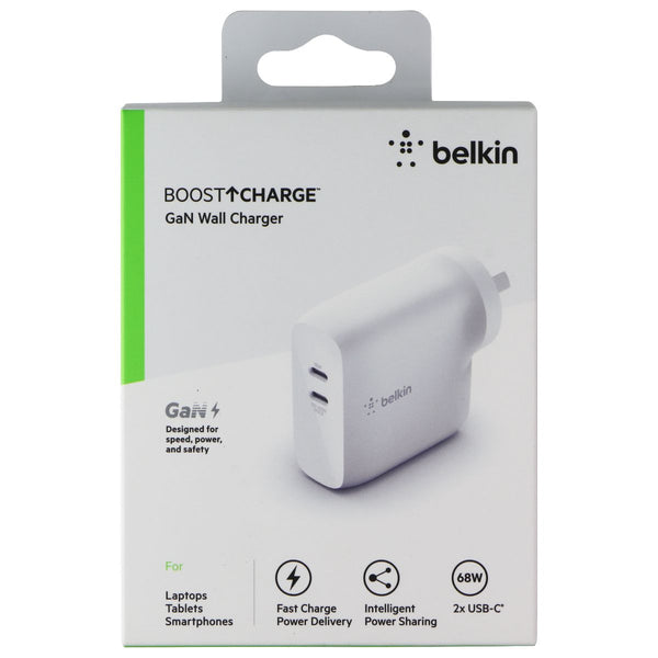 Belkin BoostCharge 68W Dual Port (USB-C) GaN Wall Charger (AU Plug) - White