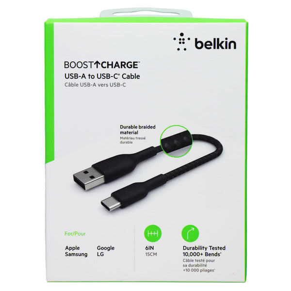 Belkin BoostCharge 6-inch USB-A to USB-C Braided Cable - Black