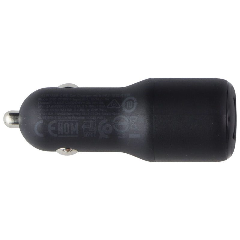 Belkin BoostCharge Dual Port USB-A + USB-C 42W Car Charger - Black