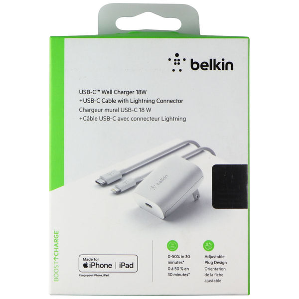 Belkin BoostCharge 18W USB-C Wall Charger with 4-Ft Lightning 8-Pin Cable White