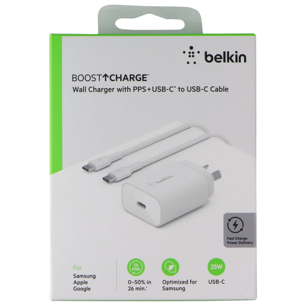 Belkin Boost Charge 25W USB-C Wall Charger w/ USB-C Cable - White (AU PLUG)