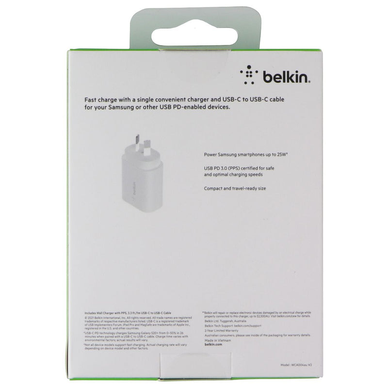 Belkin Boost Charge 25W USB-C Wall Charger w/ USB-C Cable - White (AU PLUG)