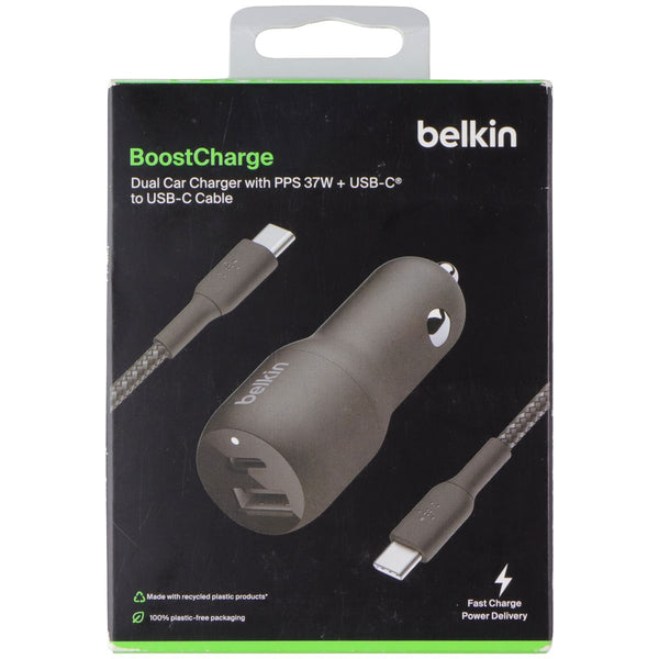 Belkin BoostCharge 37W USB-C/USB-A Car Charger w/ USB-C to USB-C Cable - Black
