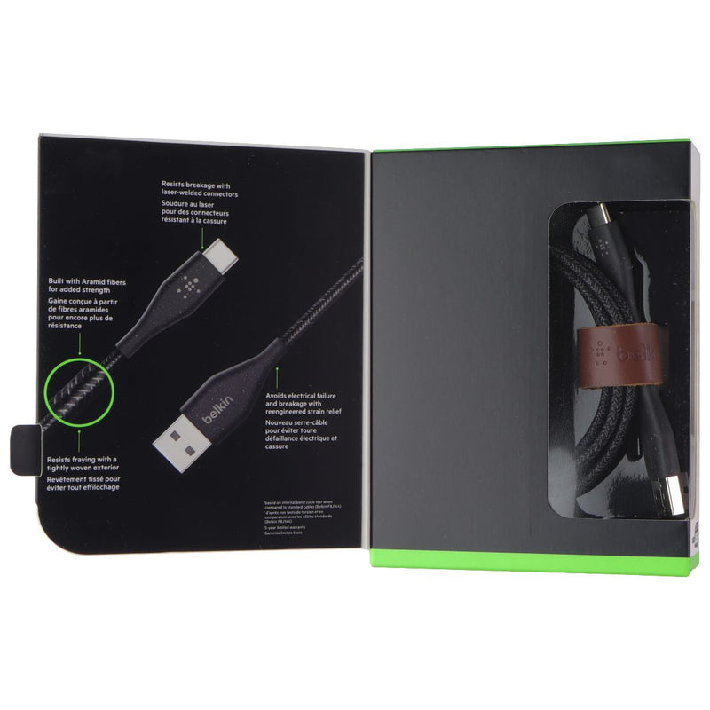 Belkin DuraTek Plus 4FT USB-A to USB-C Cable with Leather Strap - Black